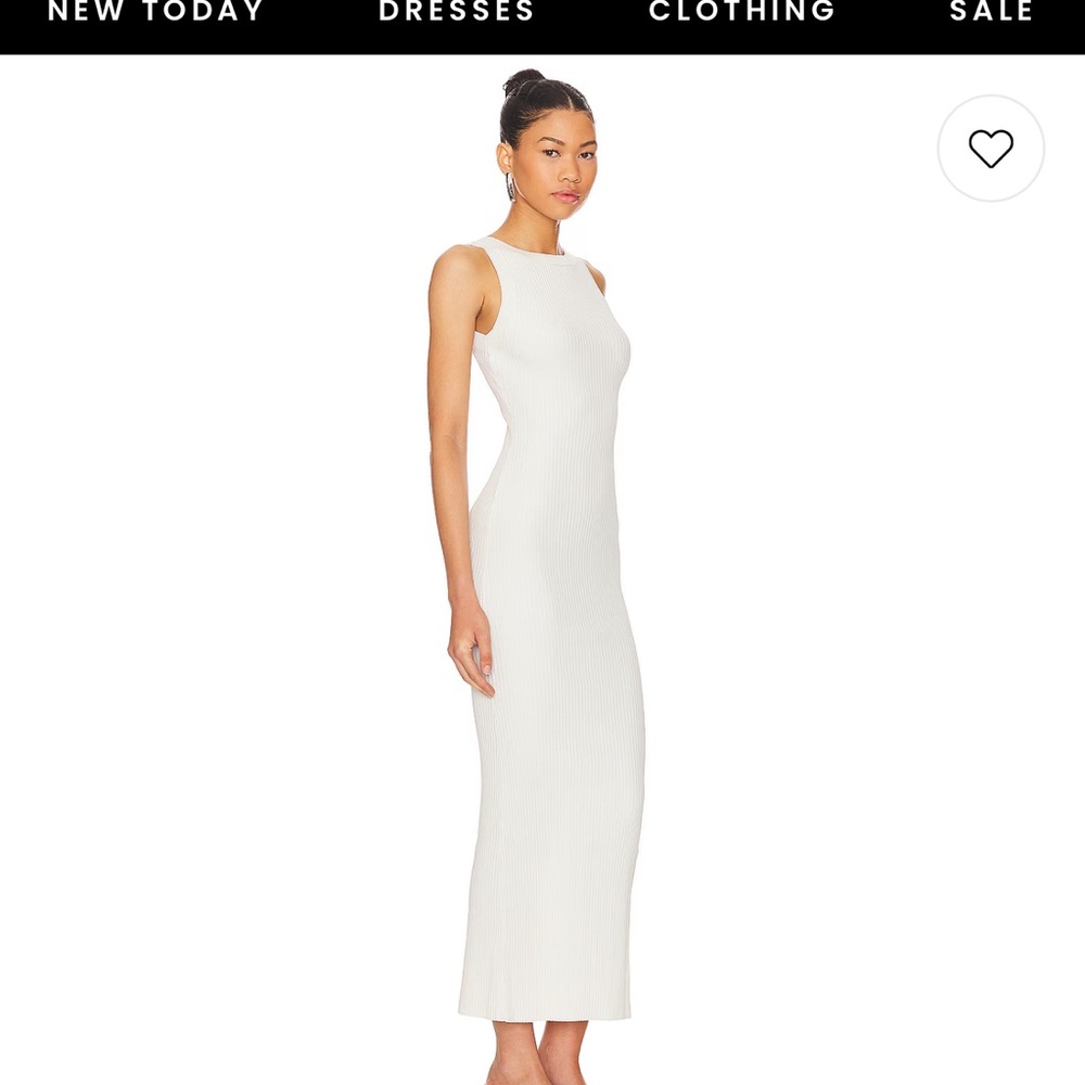 GOOD AMERICAN / SHINE RIB OFF SCOOP BACK MIDI DRESS IN CLOUD WHITE001 MSRP $189